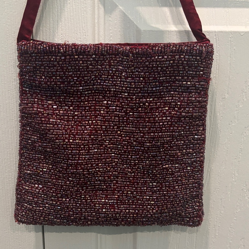 Alexia Crawford Vintage Beaded Burgundy Mini Purse